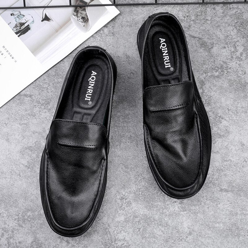 Advbridge Luxury Brand Italian Mens Shoes Casual Leather Loafers Genuine Moccasins Light Breathable Slip on Boat Shoes for Man