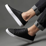 Advbridge Men Lace-up Shoes Flat Leather Shoes Men Vulcanized Shoes Casual Shoes White Sneakers British Casual Non-Slip Shoes Fashion