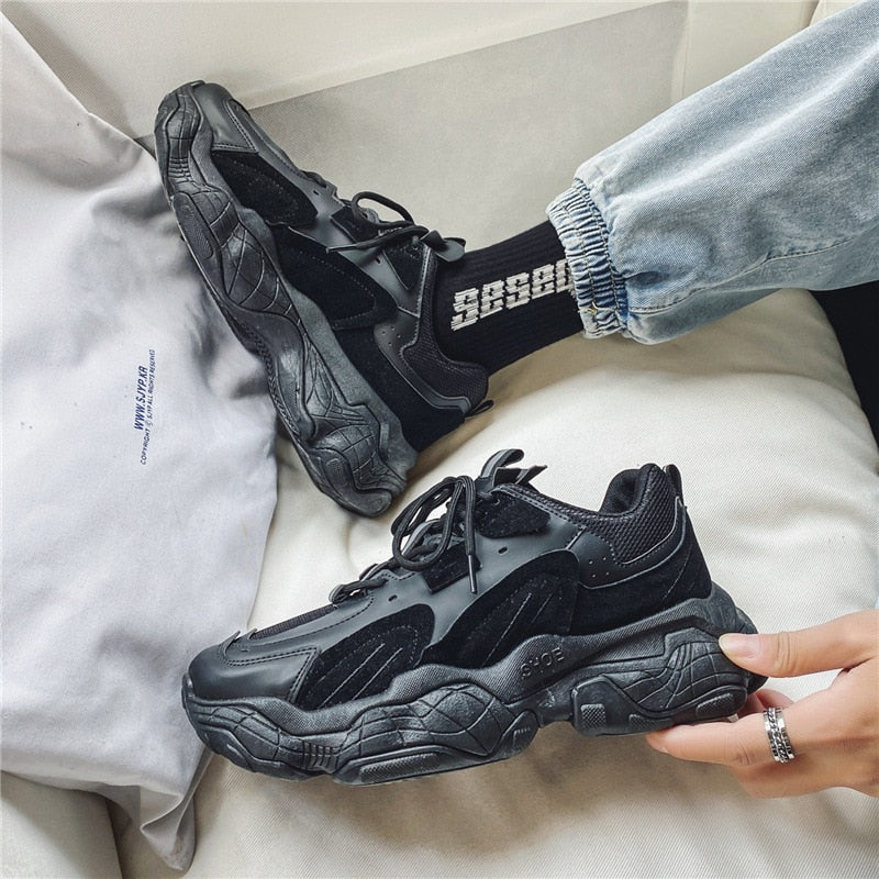Advbridge Autumn Men Platform Sneakers Mesh Breathable Chunky Shoes Male Trainers Outdoor Lace Up Sports Shoes Walking Footwear