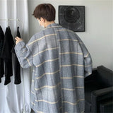 Advbridge Fashion Streetwear Men Woolen Coats Autumn Winter Outerwear Wilde Plaid Print Coats Vintage Turn-down Collar Men Clothes