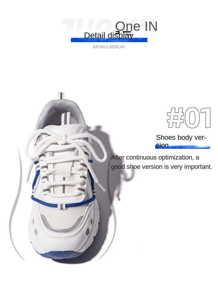 Advbridge Sports Shoes Women's Outdoor Night Running Shoes Fitness White Shoes Female Students Thick Bottom Dad Shoes Casual Shoes