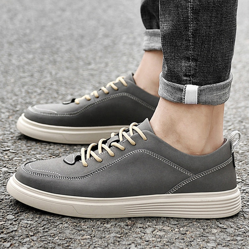 Advbridge Genuine Leather Mens Shoes New Fashion Men Casual Shoes Youth Teenage Sneakers High Quality Vulcanize Flats Male Skate Footwear