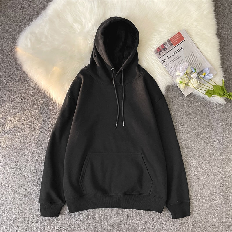 Advbridge Korean Men's Solid Color Sweatshirt Hoodies 2023 Casual Hooded Pullovers Hoodie Warm Fleece Male Loose Man Clothing 3XL