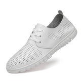 Advbridge Men White Shoes Man Fashion Oxfords Men Shoes Plus Size 38-48 Lightweight Walking Breathable Genuine Leather Male Formal Shoes