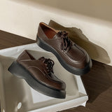 Advbridge Spring Autumn Women Genuine Leather Shoes Fashion Lace-up Flat Shoes Thick Bottom Ladies Casual Leather Shoes