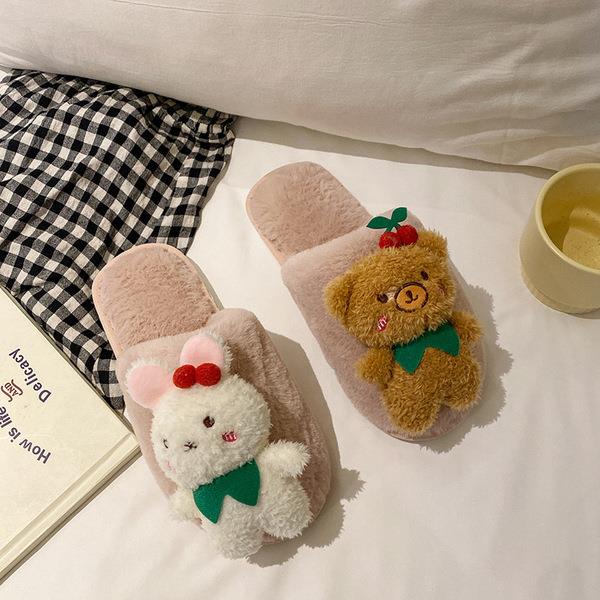 Advbridge Slippers Casual Fur Shoes Slipers Women Slides Low Cover Toe Luxury Plush Soft Flat Rome Autumn with fur Short  Shoes Women