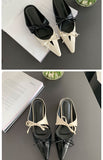 Advbridge 2023 Summer Women Pointed Toe Sandals Bow Design Ankle Buckle Strap Thin Mid Heels Fashion Sandals Dress Wedding Shoes Muj