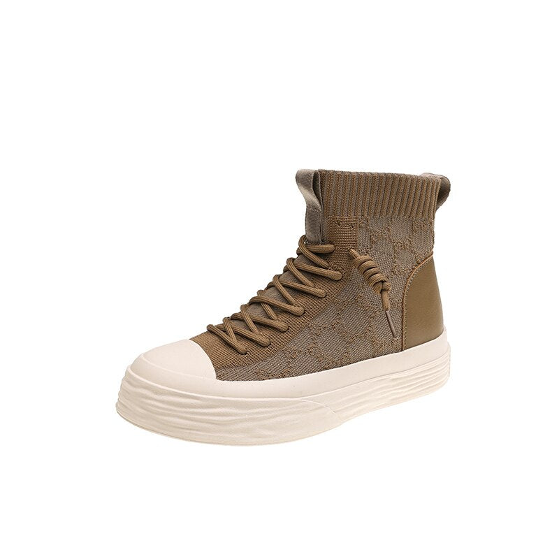 Advbridge Women High Top Sneakers Luxury Outdoor Casual Height Increasing Platform Knitting Breathable Women's Sports Shoes Autumn Hotsale