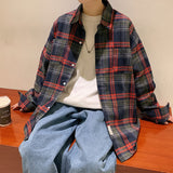 Advbridge Autumn Long Sleeved Shirt Men Fashion Oversized Plaid Shirt Men Streetwear Korean Loose Casual Shirts Mens Large Size M-5XL