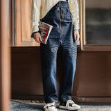 Advbridge American Vintage Denim Deck Overalls Cotton Jumpsuit Amekaji Suspenders Pants Casual Straight Jeans Streetwear Trousers