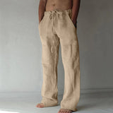 Advbridge Basic Men's Pants Summer Solid Cotton Linen Trousers Casual Baggy Straight-leg Hip Hop Streetwear Large Size Male Pant
