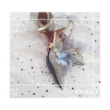 Advbridge Kawaii Girl Tea Party Pointed Sandals Mid Heel Victoria Lolita Shoes Elegant Woman Pearl Chain Lace Bowknot Cosplay Lolita Shoes