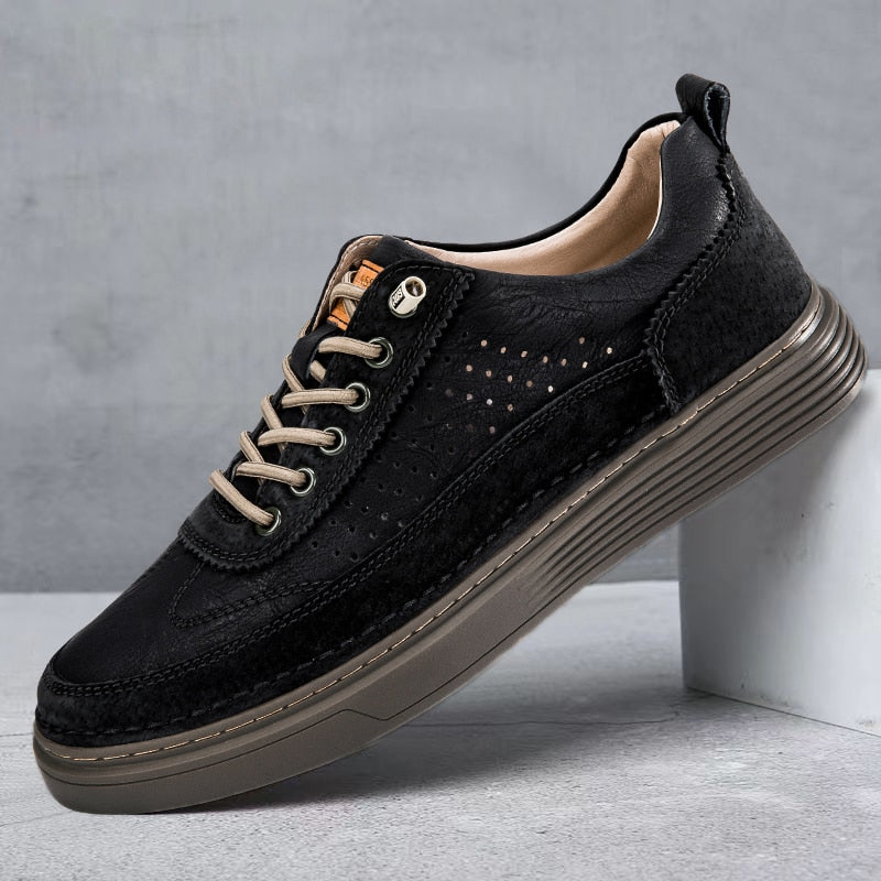 Advbridge New Arrival Casual Shoes Men Luxury Brand Man Genuine  Leather White Sneakers Leisure Walk Italian Vulcanized Shoes Hollow Out