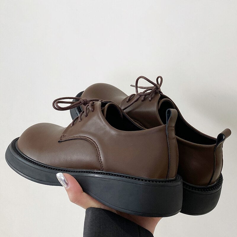 Advbridge Fashion Female Shoes Casual Outside Round Toe Flats Student Uniform Lolita Platform Rubber Ladies Loafers  Women Mary Janes