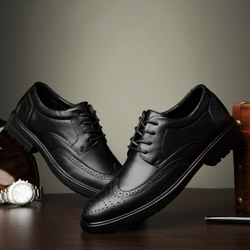 Advbridge Luxury Casual Leather Business Oxford Men Shoes Office Wedding Flats Footwear Breathable Formal Dress Stylish Male Shoes