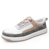 Advbridge All-match Men Casual Shoes Split Leather Mens Sneakers Street Boys Skate Shoes New Arrival Man Flats Color Matching Sports Shoes