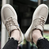 Advbridge Men Shoes lace up oxfords  New Fashion Sneakers for Men genuine Leather Shoes Comfort Casual Shoes Outdoor Walking Footwear