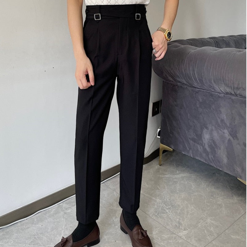 Advbridge Men's Solid Color Suit Pant Slim Fit Feet Casual British 2023 Spring High Waist Pants Office-trousers Men Dress Pant Trousers