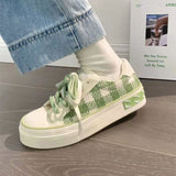 Advbridge Checkerboard Canvas Shoes for Wowen Spring New Thick Sole Casual All-match Sports Shoes Zapatillas Mujer