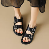 Advbridge 2023 summer women's outerwear sandals Ladies' casual flats Stylish metal design black rubber shoes work wear free shipping