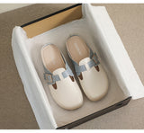 Advbridge Mixed Color Clogs Shoes Woman Cut-out Sandals Trendy Buckle Belt Slippers Home&Outdoor Casual Slides Round Closed Toe Mules