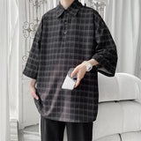 Advbridge Summer New Men's Plaid Shirt Half Sleeved Harajuku Neutral Fashion Casual Hip Hop College 2023 Polo Collar Shirt Original Design