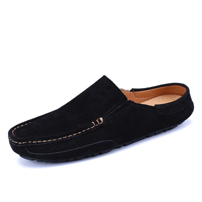 Advbridge Summer Half shoes for Men Lightweight Breathable Loafers New Suede Leather Outdoor Flats Fashion Comfortable Man Half Slippers