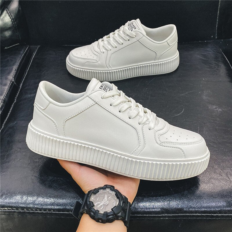 Advbridge Spring Autumn New Flat Casual Shoes for Men Outdoor Fashion White Male Sneakers Pu Leather Non-slip Wear-resistant Solid Color 7