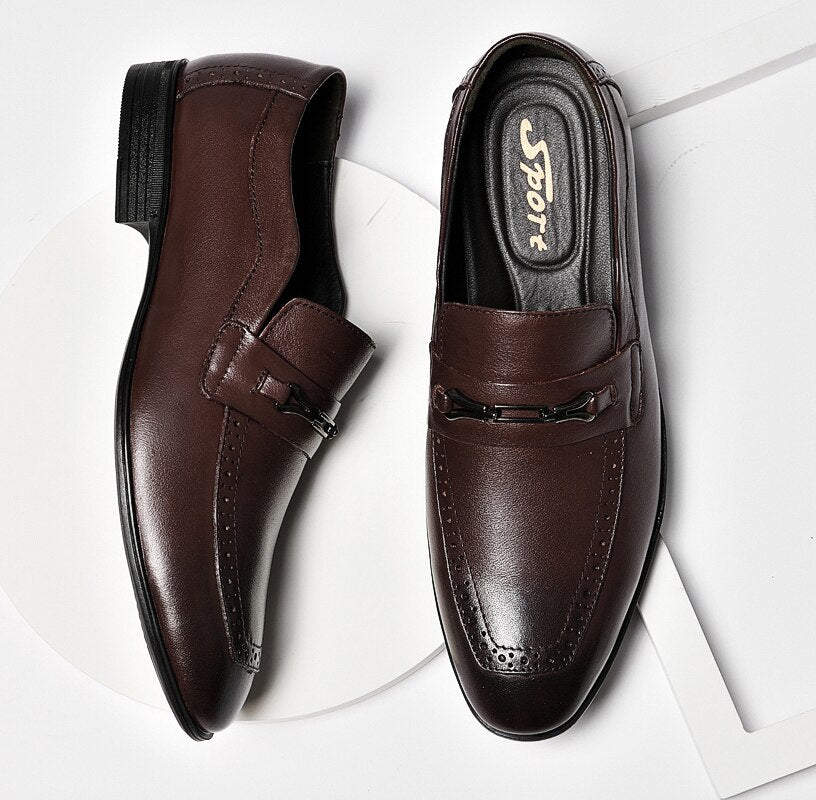 Advbridge Men Brogue British Oxford Dress Shoes Big Size 49 Male Gentleman Leather Footwear Flats Men Loafers Vintage Genuine High Quality