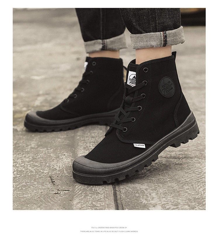 Advbridge Male High Top Canvas Shoes Lace Up Ankle Boots Man Casual Sneakers Outdoor Fashion Vulcanized Shoes Walking Footwear