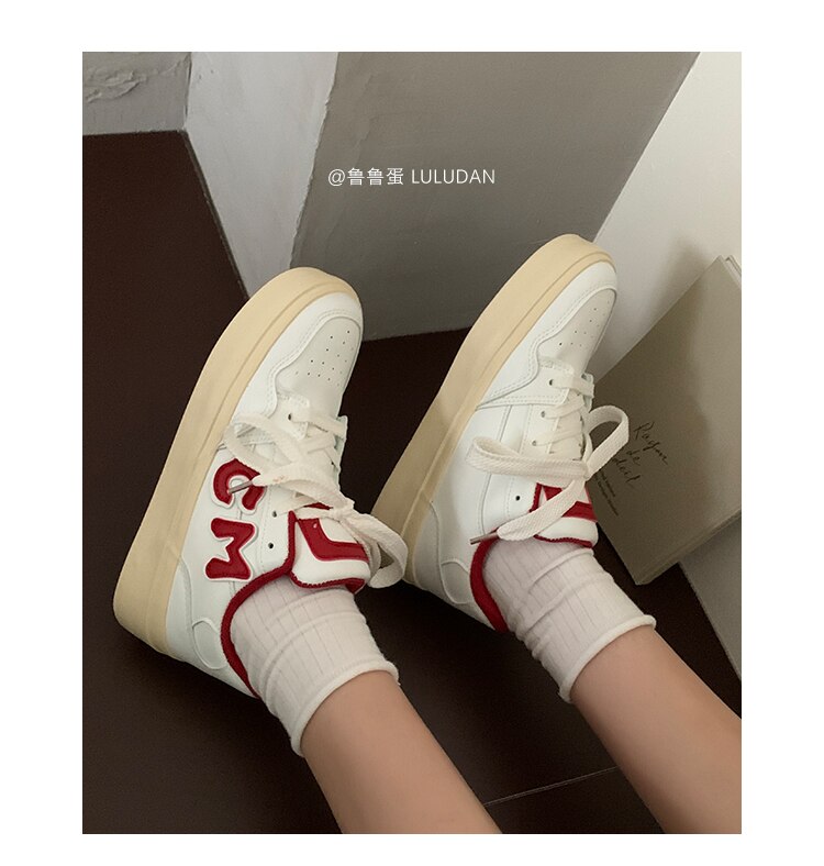 Advbridge INS Brand Leather Women's Sneakers White Platform Casual Lace Up Flats Woman Sports Sneakers Female Vulcanized Shoes 2023 NEW