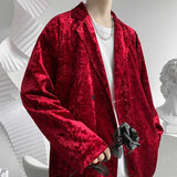 Advbridge Shiny Luxury Red Two Buttons Velvet Blazer Jacket Men Autumn New Loose Club Party Wedding Blazers Male Blazer Costume Homme