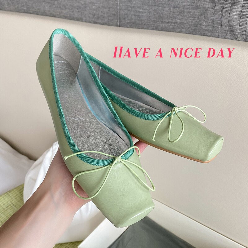 Advbridge Square Toe Ladies Shoes Candy Color Sweet Flats For Spring Ballet Flats Women Slip On Footwear Basic Style Woman Loafer Shoes