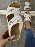 Advbridge Plus Size 42 43 Summer Women Slippers Outside Wedges Shoes Thick Platform Embroidery Flower Womans Sandals Beach Casual Slides