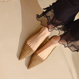 Advbridge 2023 new spring women pumps natural leather 22-24.5cm length cowhide+ sheepskin Checkered thin heel shoes pointed toe shoes