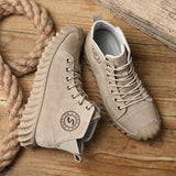 Advbridge Leather Man Ankle Boots Classic Comfy Men's Sneakers Soft Handmade Men Casual Shoes Lace-up Solid Non-slip Male Motorcycle Boots