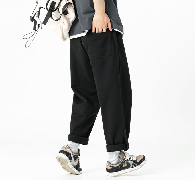 Advbridge Autumn Spring AllSeason Casual Soft Solid Men's Cool Boys Foldable Button Loose Versatile Suit Office Sports Straight Pants