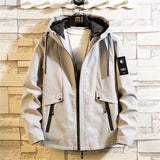Advbridge Men's Cargo Jacket Zipper Hoodie Coat Loose Tops Tide Korean Hooded Jackets Coats