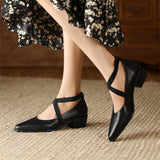 Advbridge New Fashion Genuine Leather Women Pumps Pointed Toe Summer Shoes Chunky Heels Shoes for Women Handmade Zapatos De Mujer