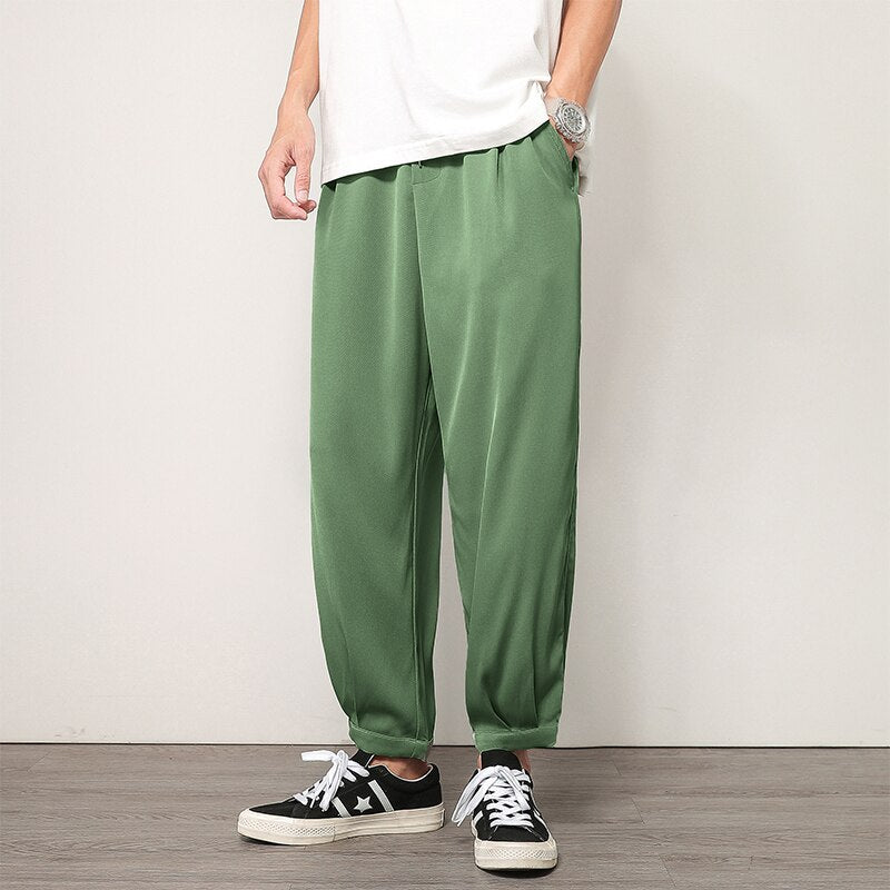 Advbridge Korean Style Straight Casual Pants Men Fashion Solid Color Business Pants Men Streetwear Loose Dress Pants Mens Trousers