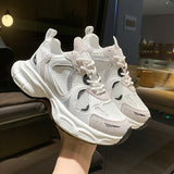 Advbridge Shoes Womens Sneakers Tennis Female Platform Roses Casual Trainers Thick Sole  Mesh Fabric Leisure Riband Spring Lace-Up Rub