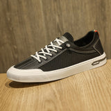 Advbridge Fashion Men's Casual Leather Soft Sports Man Shoes Designer Lightweight Sneakers Male Lace Up Walking Flat Shoes for Man