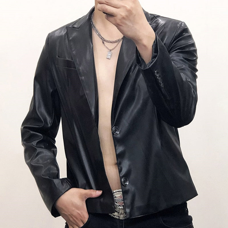 Advbridge New Leather Clothing Men's Short Suit Motorcycle Jacket Plus Size Customized Stage Performance Foreign Trade Clothing