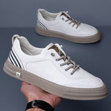 Advbridge Color Matching Men Casual Leather Shoes Handmade Male Sneakers New Arrival Fashion Flats Skate Shoes Men Leisure Vulcanize Shoes