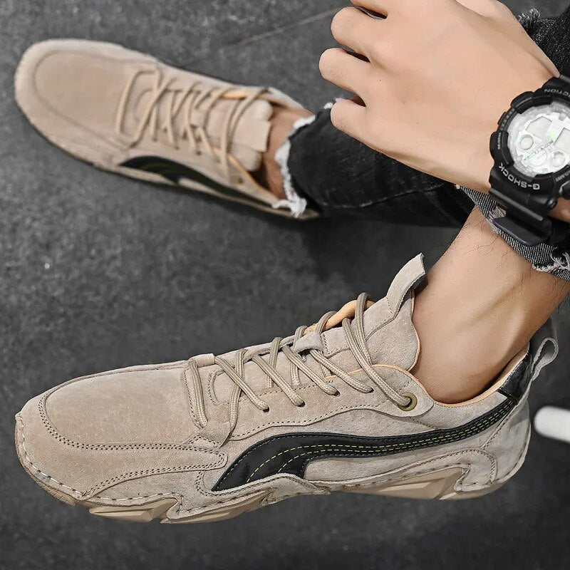 Advbridge New Genuine Leather Men Pigskin All-season Casual Shoes Fashion Flats Shoes Comfortable Breathable Soft Sport Sneaker Size 46