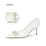 Advbridge French Wedding Female Main Wedding Dress Two Wear New Bride Shoes White High-heeled Crystal Shoes Don't Tire Your Feet
