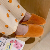 Advbridge Japanese Simple Solid Color House Slippers For Women Girls Cute Fluffy Winter Warm Home Slippers Woman Fur Shoes