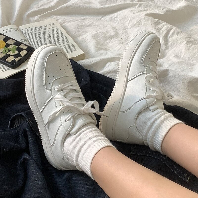 Advbridge New Brand White Leather Sneakers Women Designer Platform Woman Vulcanized Shoes Sneakers Casual Ladies Lace Up Flats Shoes Brown