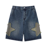 Advbridge Patch embroidered denim shorts for men's summer American high street capris casual breeches loose fitting youth pants