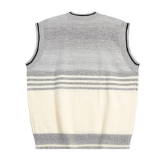 Advbridge Men's Contrasting Color Gradient Knit Vest V-neck Fashionable Loose Casual Sweater Couple Street Harajuku Comfortable Pullover